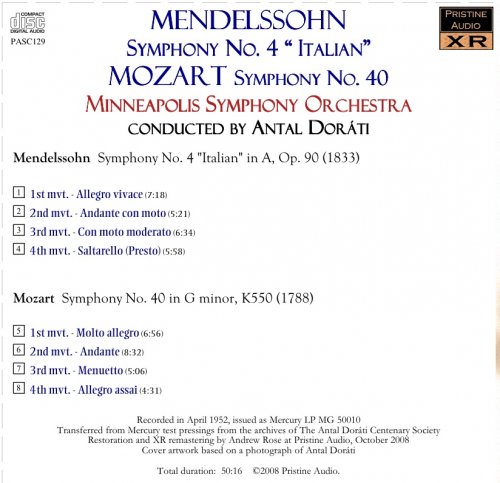 Antal Dorati - Mendelssohn: Symphony No. 4 / Mozart: Symphony No. 40 (1952) [2008]