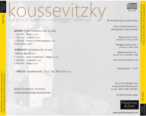 Serge Koussevitzky - Barber, Honegger & Sibelius (1948/49) [2019]