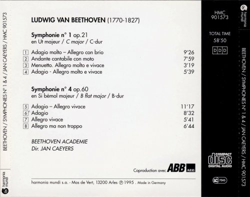 Beethoven Academie, Jan Caeyers - Beethoven: Symphonies Nos. 1 & 4 (1996)