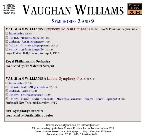 Malcolm Sargen, Dimitri Mitropoulos - Vaughan Williams: Symphonies 2 and 9 (1945/58) [2010]
