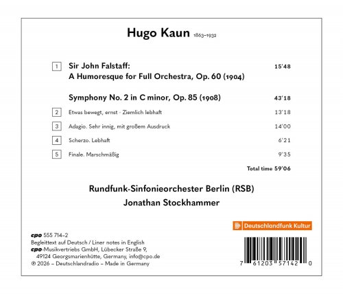 Rundfunk-Sinfonieorchester Berlin, Jonathan Stockhammer - Hugo Kaun: Symphony No. 2 op. 85 - Sir John Falstaff op. 60 (2026) [Hi-Res]