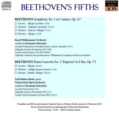 Hermann Scherchen - Beethoven: Symphony No. 5, Piano Concerto No. 5 (1951/54) [2010]