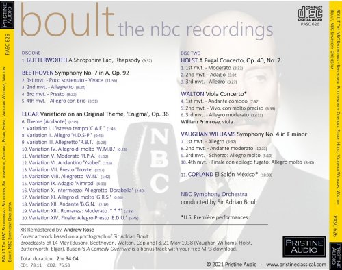 Adrian Boult - The NBC Recordings: Beethoven, Busoni, Butterworth, Copland, Elgar, Holst, Vaughan Williams, Walton (1938) [2021]