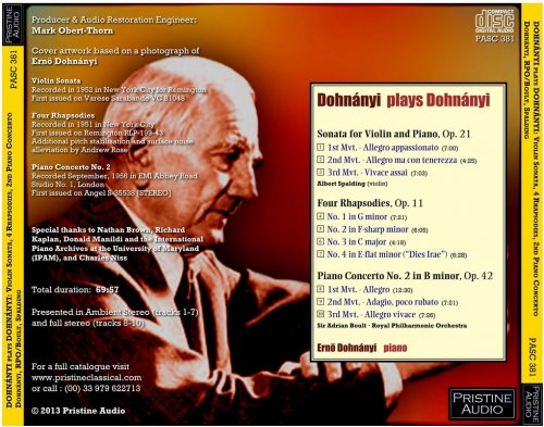Erno Dohnanyi - Dohnanyi plays Dohnanyi (1951-56) [2013]