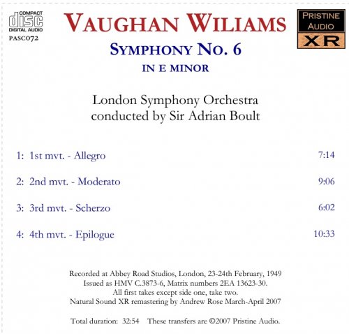 Adrian Boult - Williams: Symphony No.6 (1949) [2007]