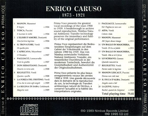 Enrico Caruso, Metropolitan Opera Chorus, Pasternack - Prima Voce: Caruso (1995)