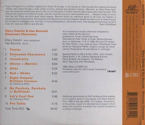 Ellery Eskelin & Han Bennink - Dissonant Characters (1999)