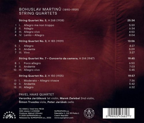 Pavel Haas Quartet - Martinů: String Quartets Nos 2, 3, 5, 7 (2025) [Hi-Res]