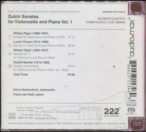 Doris Hochscheid & Frans van Ruth - Dutch Sonatas for Violoncello and Piano Vol. 1 (2008) [SACD]