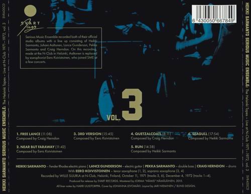 Heikki Sarmanto Serious Music Ensemble - The Helsinki Tapes: Live at N-Club 1971-1972 Vol. 3 (2016)