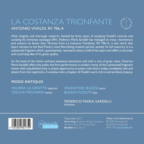 Valeria La Grotta, Cecilia Molinari, Biagio Pizzuti, Valentino Buzza, Modo Antiquo, Federico Maria Sardelli - Vivaldi: La Costanza Trionfante, RV 706-A (2026) [Hi-Res]
