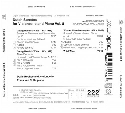 Doris Hochscheid & Frans van Ruth - Dutch Sonatas for Violoncello and Piano Vol. 8 (2018) [SACD]