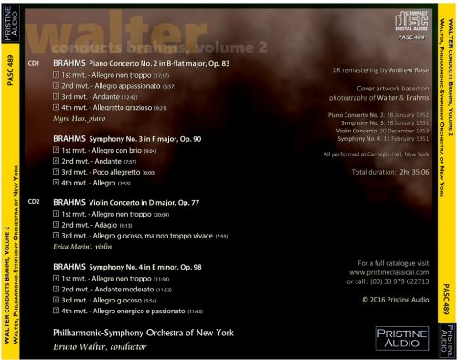 Bruno Walter - Walter conducts Brahms, Volume 2 (1951/53) [2016]