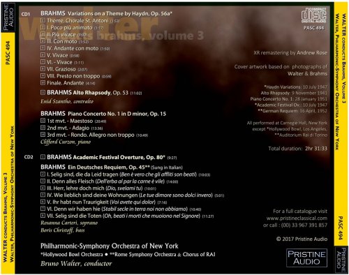 Bruno Walter - Walter conducts Brahms, Volume 3 (1941-52) [2017]