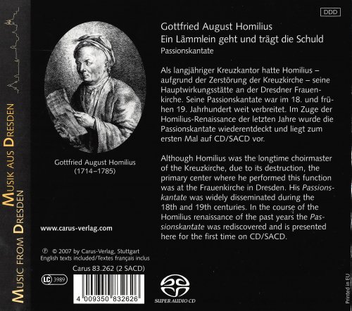 Monika Mauch, Bogna Bartosz, Markus Brutscher, Hans Christoph Begemann, Basler Madrigalisten, Neue Düsseldorfer Hofmusik, Fritz Näf - Homilius: Ein Lämmlein Geht Und Trägt Die Schuld (2007)