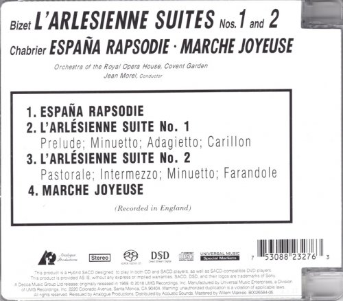 Jean Morel - Bizet: L'Arlesienne Suites Nos. 1 and 2 (1959) [208 SACD]