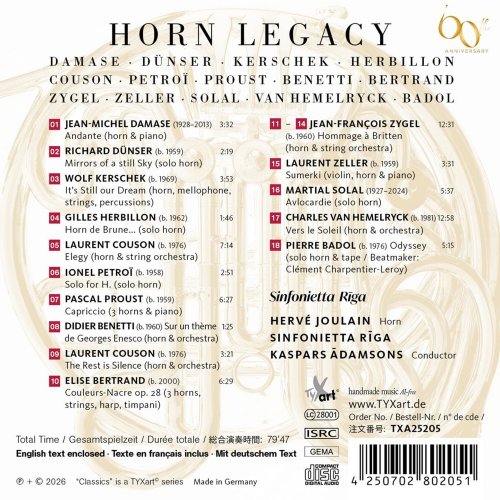 Hervé Joulain, Sinfonietta Riga, Kaspars Adamsons - Horn Legacy - Hervé Joulain's 60th Anniversary (2026) [Hi-Res]