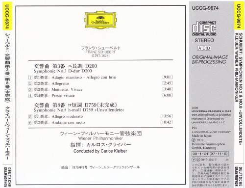 Carlos Kleiber - Schubert: Symphonies 3 & 8 "Unfinished"  (1979) [2009 SHM-CD]