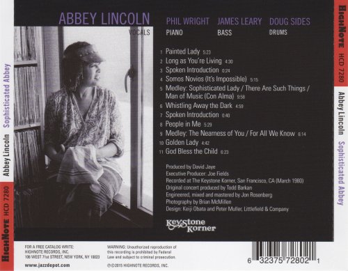 Abbey Lincoln - Sophisticated Abbey: Live At The Keystone Korner (2015)