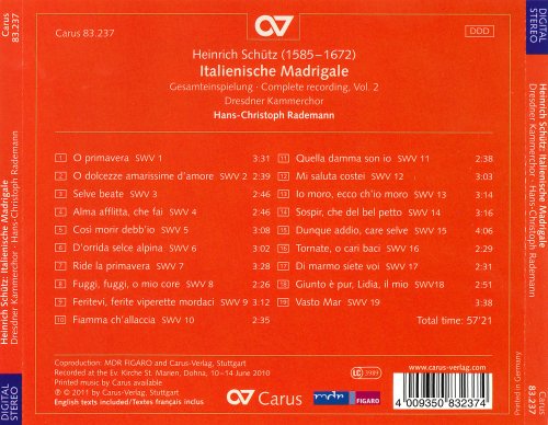 Dresdner Kammerchor, Hans-Christoph Rademann - Schütz: Italienische Madrigale (2011)