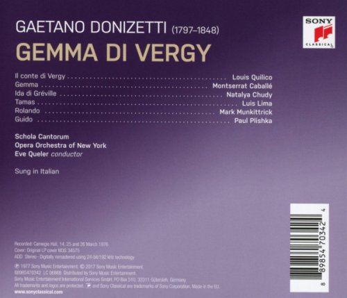 Montserrat Caballe, Paul Plishka, Luis Lima, Mark Munkittrick, Natalya Chudy, Louis Quilico, Schola Cantorum, Eve Queler - Gaetano Donizetti: Gemma di Vergy (Remastered) (2017) [Hi-Res]