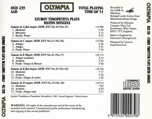 Lyubov Timofeyeva - Haydn: Lubov Timofeyeva Plays Haydn Piano Sonatas (1989)