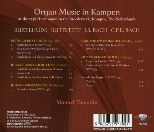 Manuel Tomadin - Organ Music in Kampen: Buxtehude, Buttstett, J.S. Bach & C.P.E. Bach (2026) Hi-Res