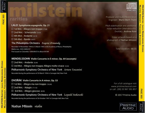 Nathan Milstein - Rarities: Lalo, Mendelssohn, Dvořák (1936-47) [2017]