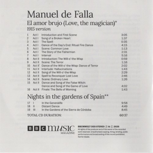 Maria Toledo, Josep Pons - Manuel de Falla: El Amor Brujo (2026) [BBC Music Magazine]