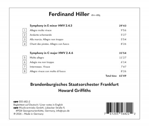 Brandenburgisches Staatsorchester Frankfurt, Howard Griffiths - Ferdinand Hiller: Symphonies in E minor & C major (2026) [Hi-Res]