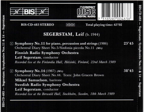 Mikael Samuelson, Finnish Radio Symphony Orchestra, Swedish Radio Symphony Orchestra, Leif Segerstam - Segerstam: Symphonies Nos. 11 & 14 (1991)