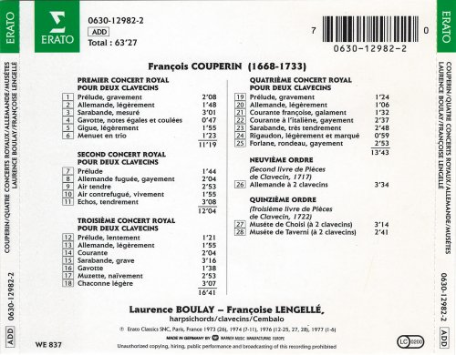 Laurence Boulay, Françoise Lengellé - Couperin: Concerts Royal pour deux clavecins (1996)