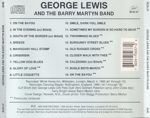 George Lewis And The Barry Martyn Band - For Dancers Only (1993)
