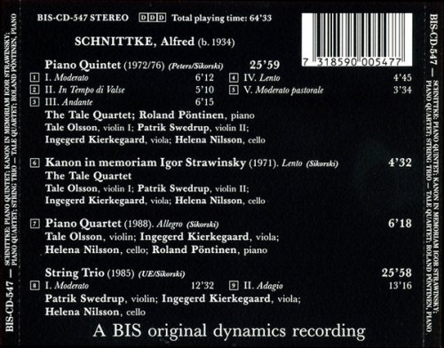 The Tale Quartet, Roland Pöntinen - Schnittke: Piano Quintet; Kanon In Memoriam Igor Stravinsky; Piano Quartet; String Trio (1992)