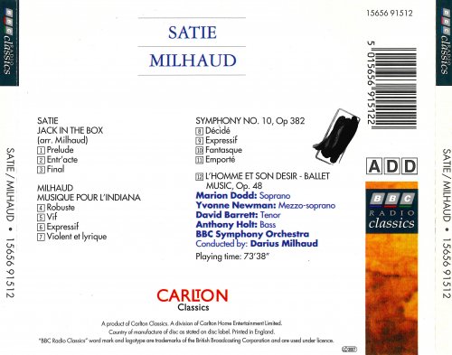 BBC Symphony Orchestra, Darius Milhaud - Satie: Jack In The Box / Symphony No. 10, L'Homme Et Son Desir, Musique Pour L'Indiana (1996)