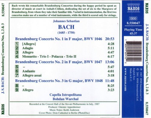 Capella Istropolitana, Bohdan Warchal - Bach: Brandenburg Concertos Nos. 1, 2 & 3 (2001)