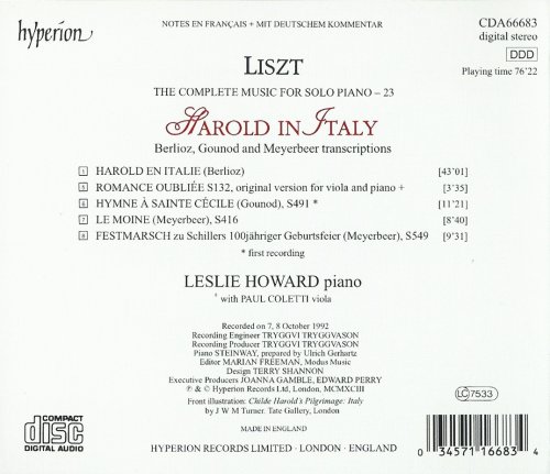 Leslie Howard - Liszt: Harold in Italy - Berlioz, Gounod, Meyerbeer transcriptions (1992) CD-Rip