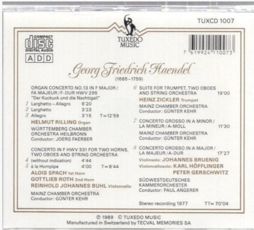 Helmut Rilling, Alois Spach & Johannes Bruenig - George Frideric Handel (1989)