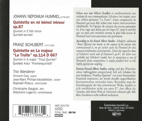 Trio Wanderer, Christophe Gaugué, Stéphane Logerot - Schubert: "Trout Quintet", Op. 114 D 667 (2003) CD-Rip