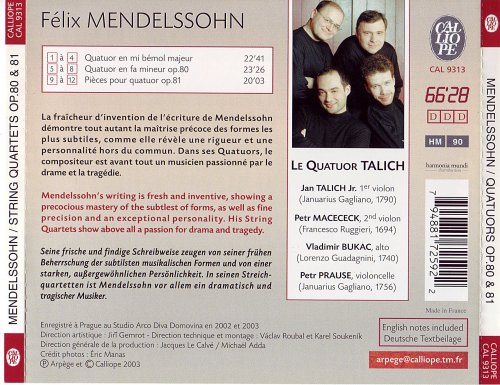 Talich Quartet - Mendelssohn: String Quartets Op. 80 & 81 (2003) CD-Rip