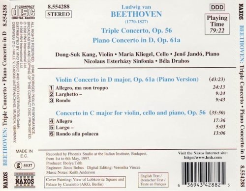 Dong-Suk Kang, Maria Kliegel, Jeno Jando - Beethoven: Triple Concerto, Piano Concerto (1998) CD-Rip