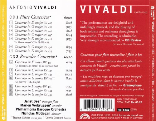 Janet See, Marion Verbruggen, Philharmonia Baroque Orchestra, Nicholas McGegan - Vivaldi: Flute Concertos, Recorder Concertos (2002) CD-Rip