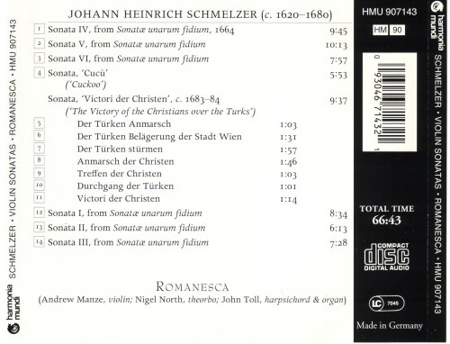 Andrew Manze, Romanesca - Schmelzer: Violin Sonatas (1996) CD-Rip