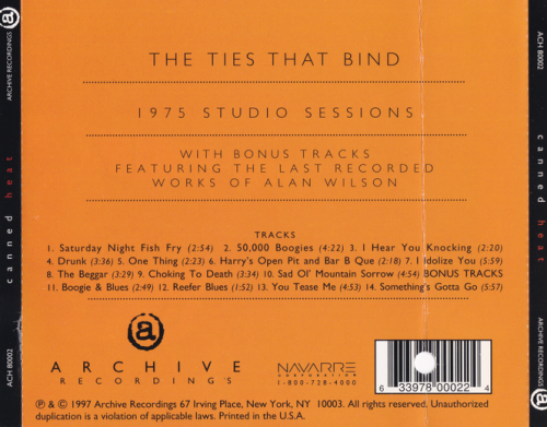 Canned Heat - The Ties That Bind (1997) CD-Rip