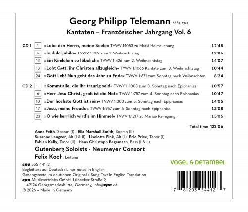 Gutenberg Soloists, Neumeyer Consort, Felix Koch - Telemann: Französischer Jahrgang 1714/1715 - Complete Cantatas Vol.6 (2026)