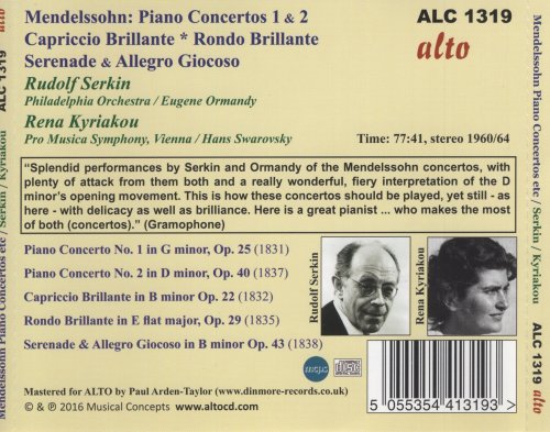 Rudolf Serkin, Rena Kyriakou - Mendelssohn: Piano Concertos 1 and 2 (2016)