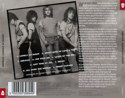 Orphan - Lonely At Night (1983) [2019 Rock Candy Remastered]