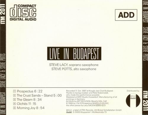 Steve Lacy & Steve Potts - Live In Budapest (1988)